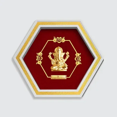 24k Gold Lord Ganesha Spiritual Frame Artwork- D11 - LORD GANESHA FRAMES