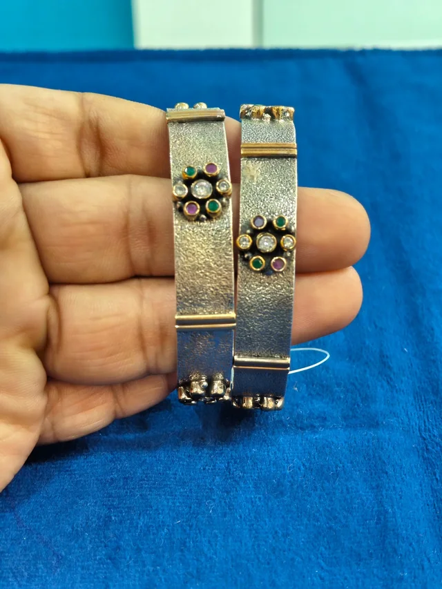 925 STERLING SILVER LADIES KADA OXIDISED - SILVER BANGLES, 61 GM