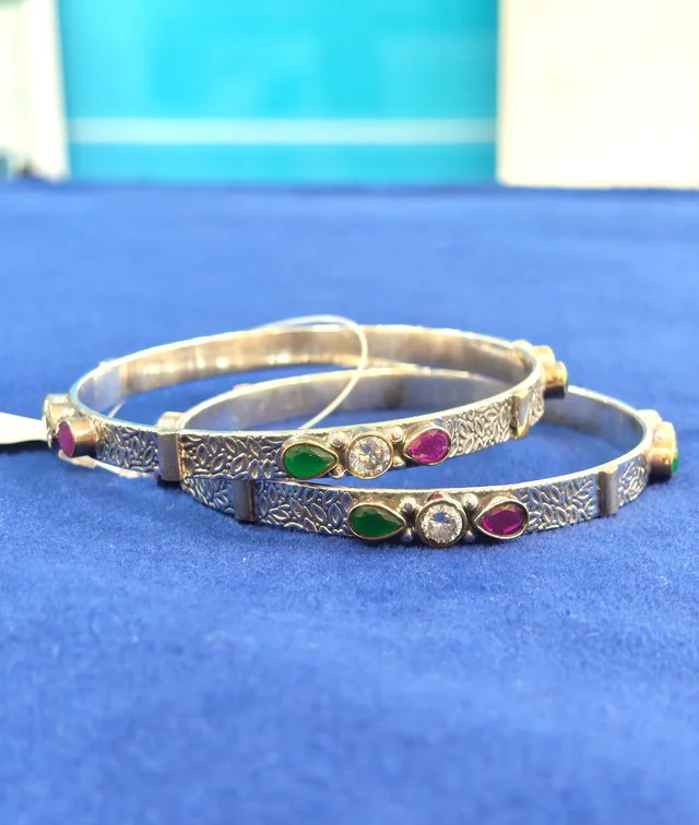 925 STERLING SILVER LADIES KADA OXIDISED - SILVER BANGLES, 45 GM