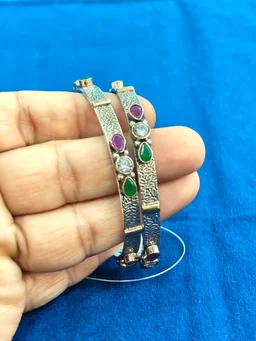 925 STERLING SILVER LADIES KADA OXIDISED - SILVER BANGLES, 45 GM