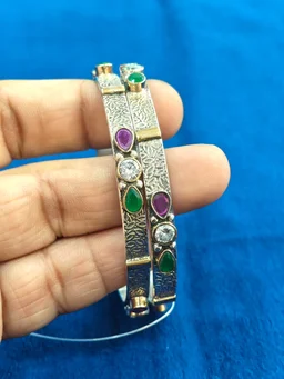 925 STERLING SILVER LADIES KADA OXIDISED - SILVER BANGLES, 45 GM