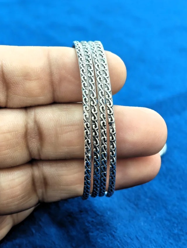 925 STERLING SILVER LADIES KADA OXIDISED - SILVER BANGLES, 30 GM