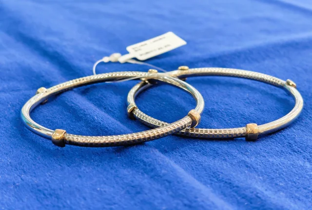 925 STERLING SILVER LADIES KADA WITH ROSE GOLD TOUCH - SILVER BANGLES, 22 GM