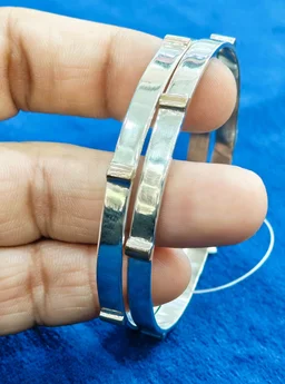 925 STERLING SILVER LADIES KADA WITH ROSE GOLD TOUCH - SILVER BANGLES, 28 GM