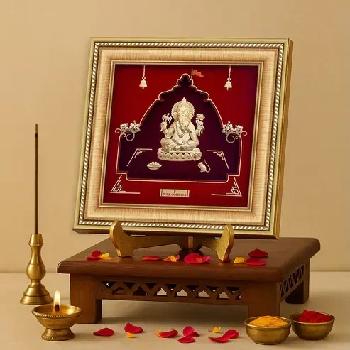 24k Gold Sheet Lord Ganesha Frame Artwork - M8 - LORD GANESHA FRAMES