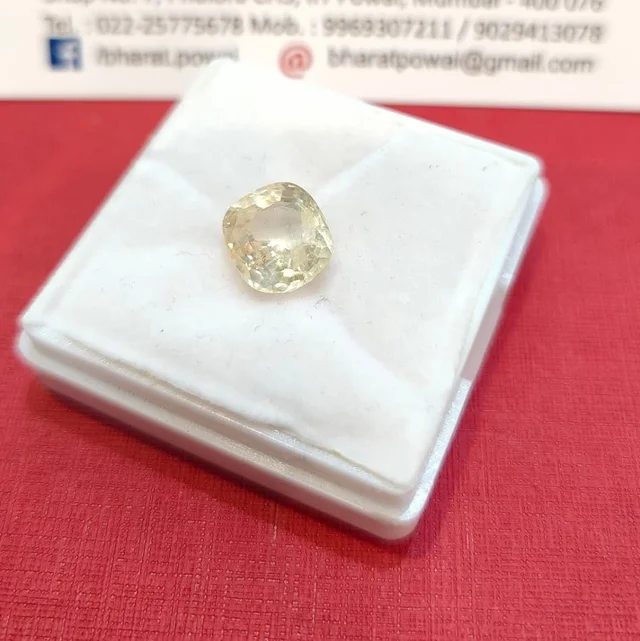 7.Carat 8.75 Ratti Lab Certified Unheated Untreated Natural Ceylon Yellow Sapphire - CEYLON YELLOW SAPPHIRE, 7 ct