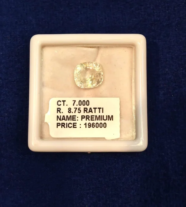 7.Carat 8.75 Ratti Lab Certified Unheated Untreated Natural Ceylon Yellow Sapphire - CEYLON YELLOW SAPPHIRE, 7 ct