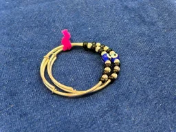 SILVER BABY BANGLES WITH EVIL EYE AND BLACK BEAD KADLI PAIR SIZE ADJUSTABLE - BABY BANGLES, 8 GM