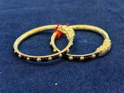 SILVER BABY BANGLES WITH BLACK BEAD KADLI PAIR - BABY BANGLES, 15 GM