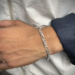 Bharat Jewellers 92.5% Hallmark Sterling Silver Mens Bracelets Tendulkar Style - 29 grams