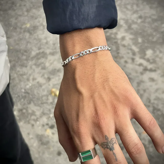 Bharat Jewellers 92.5% Hallmark Sterling Silver Mens Bracelets Tendulkar Style - 22 grams
