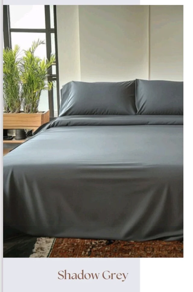 ZenAlyaa Bamboo Cotton Bedsheets (Shadow Grey) - Bedsheet With 2 pillowcases