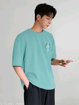 Over Sized T- Shirt - Aquamarine Blue, L