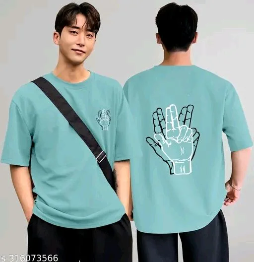 Over Sized T- Shirt - Aquamarine Blue, Xl