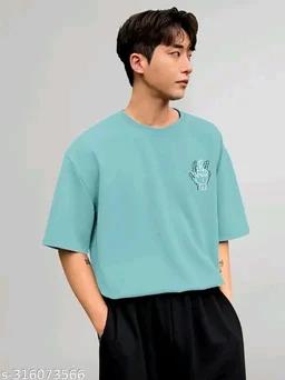 Over Sized T- Shirt - Aquamarine Blue, Xl