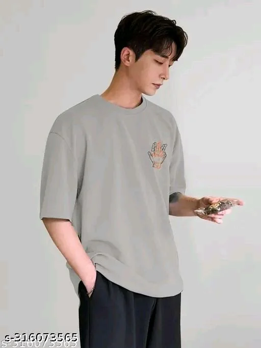 Over Sized T Shirt - Silver, M