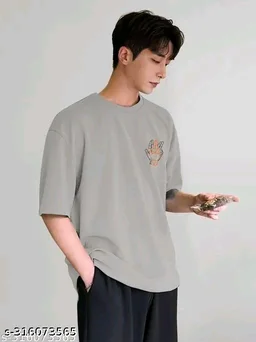 Over Sized T Shirt - Silver, L