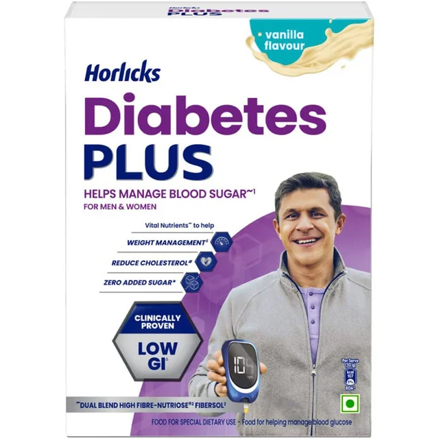 Horlicks Diabetes Plus Helps Managing Blood Sugar For Men& Women Vanilla Flavour 