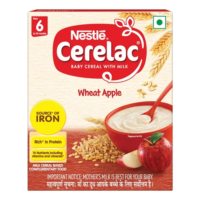 Nestle Cerelac Baby Cereal with Milk , Wheat Apple ,Stage 1, From 6 to 24 Months , Source of Iron & Protein , 300g