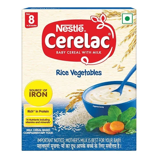 Nestle Cerelac Baby Cereal with Milk , Rice Vegetables , From 8 to 24 Months ,Stage 2, Source of Iron & Protein