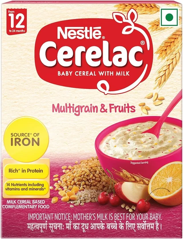 Nestle Cerelac Baby Cereal with Milk , Multigrain & Fruits , From 12 to 24 Months ,Stage 4, Source of Iron & Protein