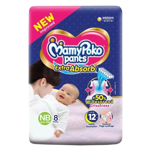 MamyPoko Pants Extra Absorb Baby Diapers | New Born/X-Small (NB/XS) | Upto 5kg