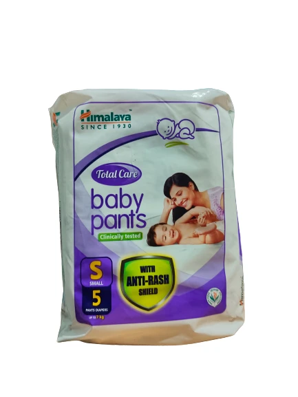 Himalaya Total Care Baby Pants | Small Size S| Upto 7kg | With Anti - Rash Shield