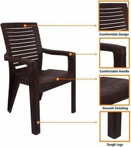 Restomatt Perfect Homes Relax Plastic Outdoor Chair (Brown, Set of 2, DIY(Do-It-Yourself)) - Brown