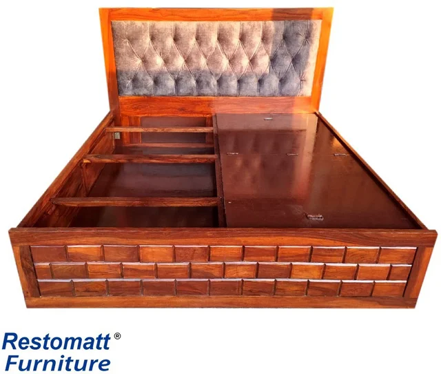 Restomatt Seesham Wood Bed With Storage Solid Wood King Box Bed (Finish Color - Brown, Delivery Condition - DIY(Do-It-Yourself)) - 72x72