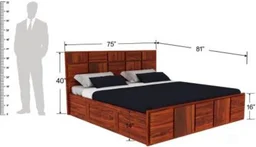 Restomatt Solid Wood King NA Bed (Finish Color - Honey Oak Finish, Delivery Condition - DIY(Do-It-Yourself)) - 72x72