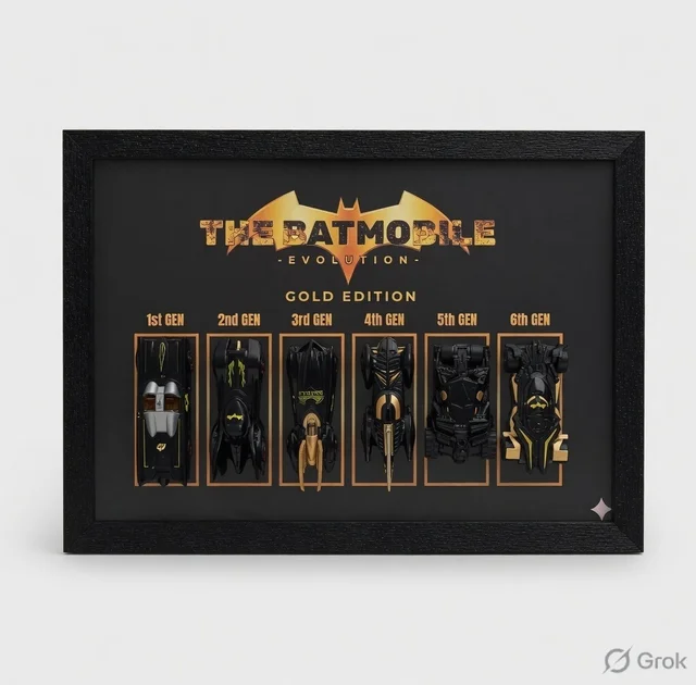Batmobile Evolution Gold Edition 3D Diecast Car Wall Frame