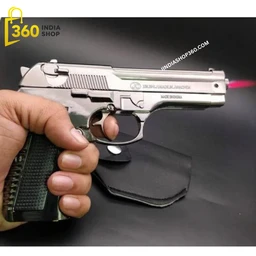 Metallic Gun/Pistol Shape Barrel Pull Back System & Holster Pocket Lighter Pocket Lighter | 608 Gun Lighter With Cover Pocket Lighter (Silver)