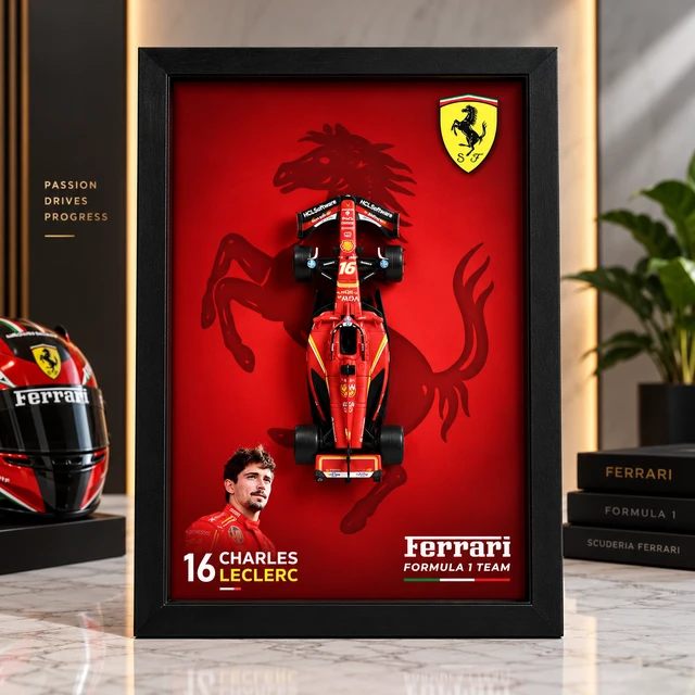 Charles Leclerc Ferrari F1 #16 Diecast Car 3D Wall Frame