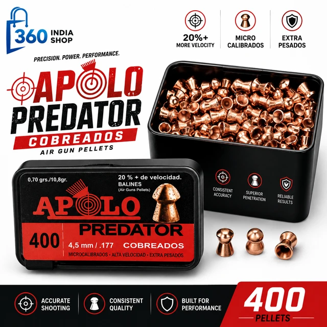 Apolo Predator Copper AirGun Pellets .177/4.5 mm, 400 pcs 0.70g/10.0gr - Copper