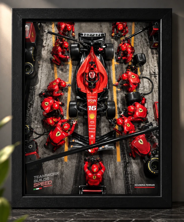 Ferrari F1 Pit Stop #16 Diecast Car 3D Wall Frame