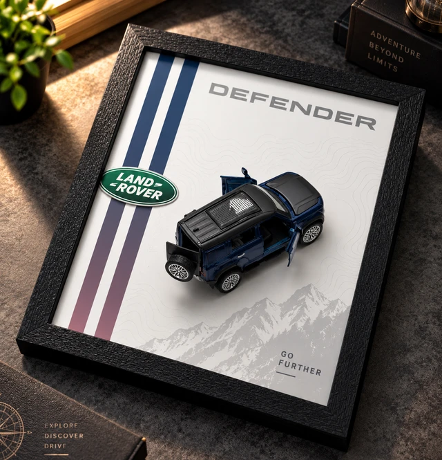Land Rover Defender 4x4 Diecast Car 3D Wall Frame