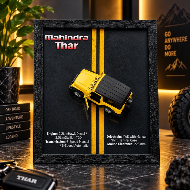 Mahindra Thar 4x4 Adventure 3D Diecast Car Wall Frame