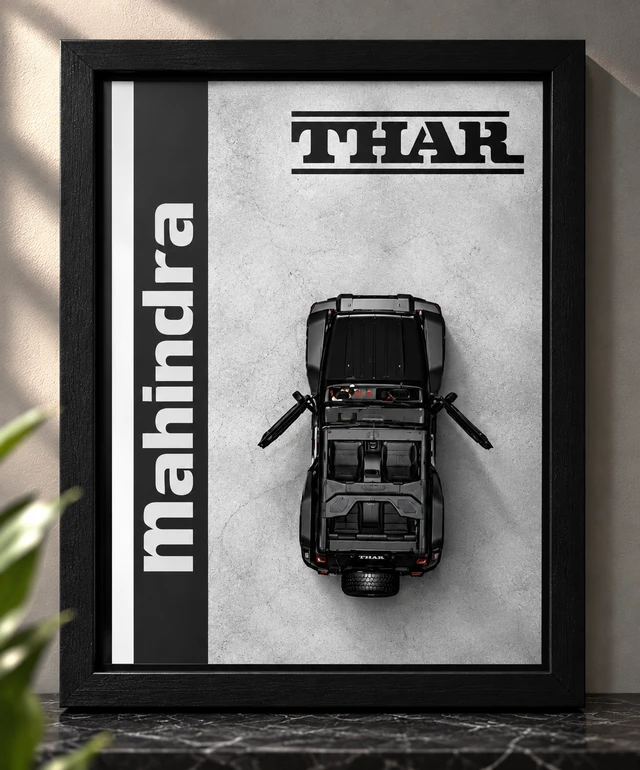 Mahindra Thar 4x4 Diecast Car 3D Wall Frame