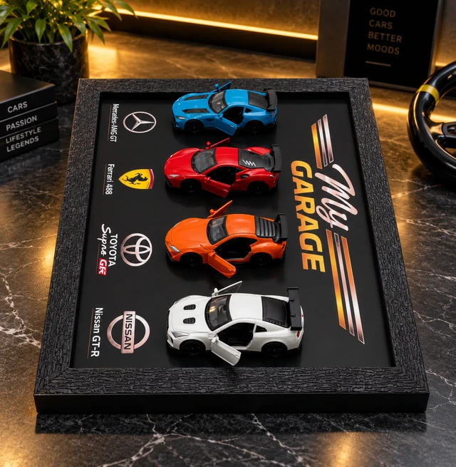 My Garage Supercar Collection 4-Car 3D Diecast Wall Frame