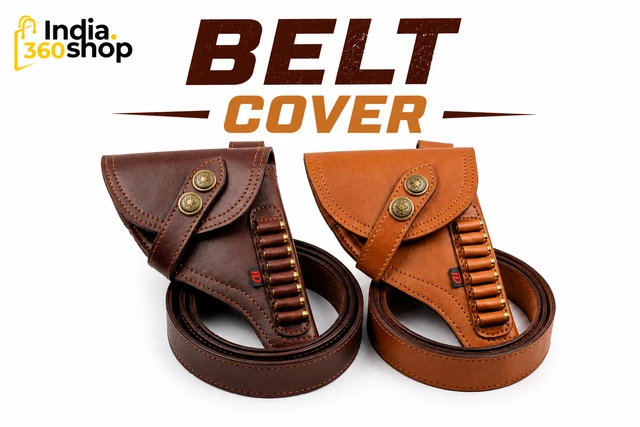 Premium Leather Gun Belt Holder with dummy bullets Durable Waist Holster Pouch