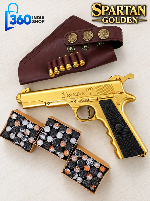 Spartan Gold Cork Gun Combo With 6 Golden Dummy Bullets - Gold