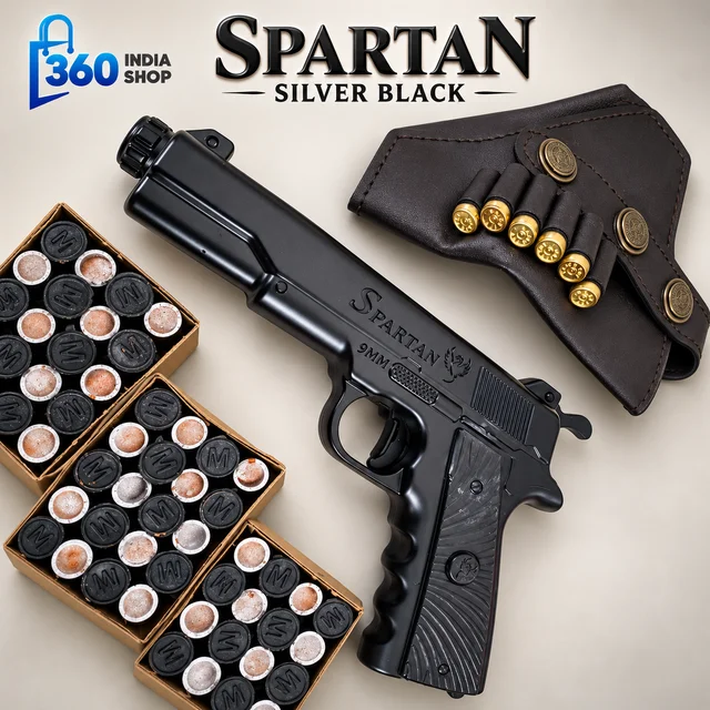 Spartan Black Cork Gun Combo With 6 Golden Dummy Bullets - Black