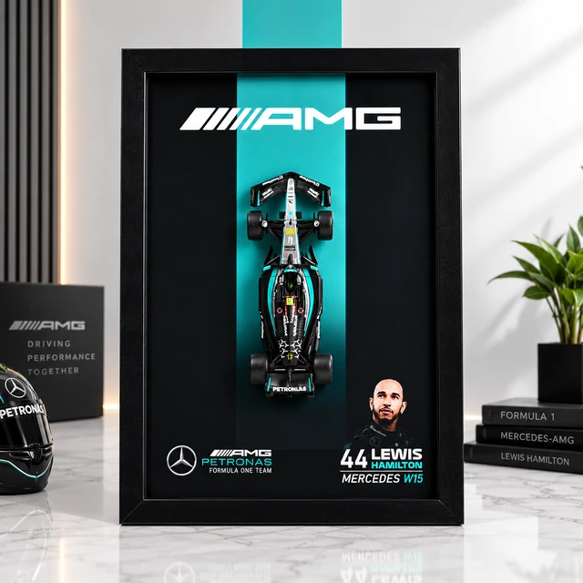 Lewis Hamilton Mercedes AMG F1 W15 Diecast Car 3D Wall Frame