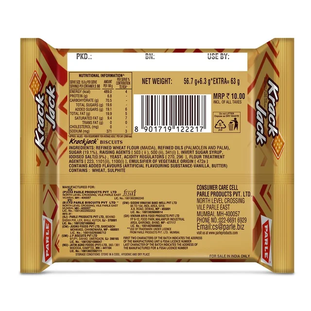 Parle Krackjack Sweet & Salty Biscuits - 200g