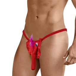 Men Fancy Fun Elephant Man G String - Free, Red, Free size