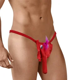 Men Fancy Fun Elephant Man G String - Free, Red, Free size