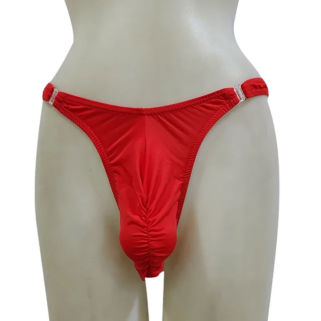 Men Fancy Red Thong Underwear - Free, Red, Side Locks Open