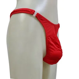 Men Fancy Red Thong Underwear - Free, Red, Side Locks Open