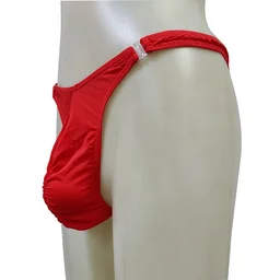 Men Fancy Red Thong Underwear - Free, Red, Side Locks Open