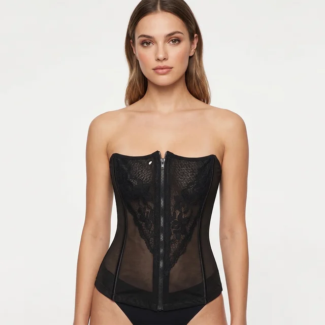 Corset Lovely Fully Ribbed - 30, Black